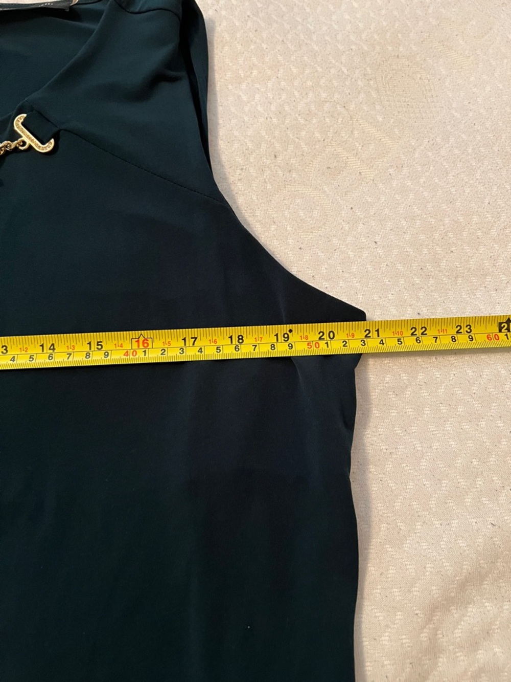 Ivanka Trump Dark Green Sleeveless Top with Gold Chain Accent - Picture 7 of 7